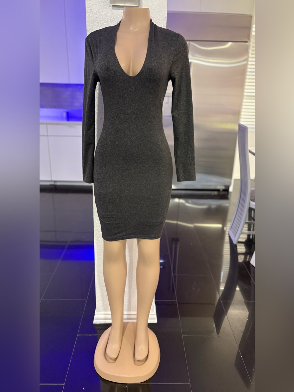 ADC Charcoal Gray Long-Sleeve Bodycon Midi Dress